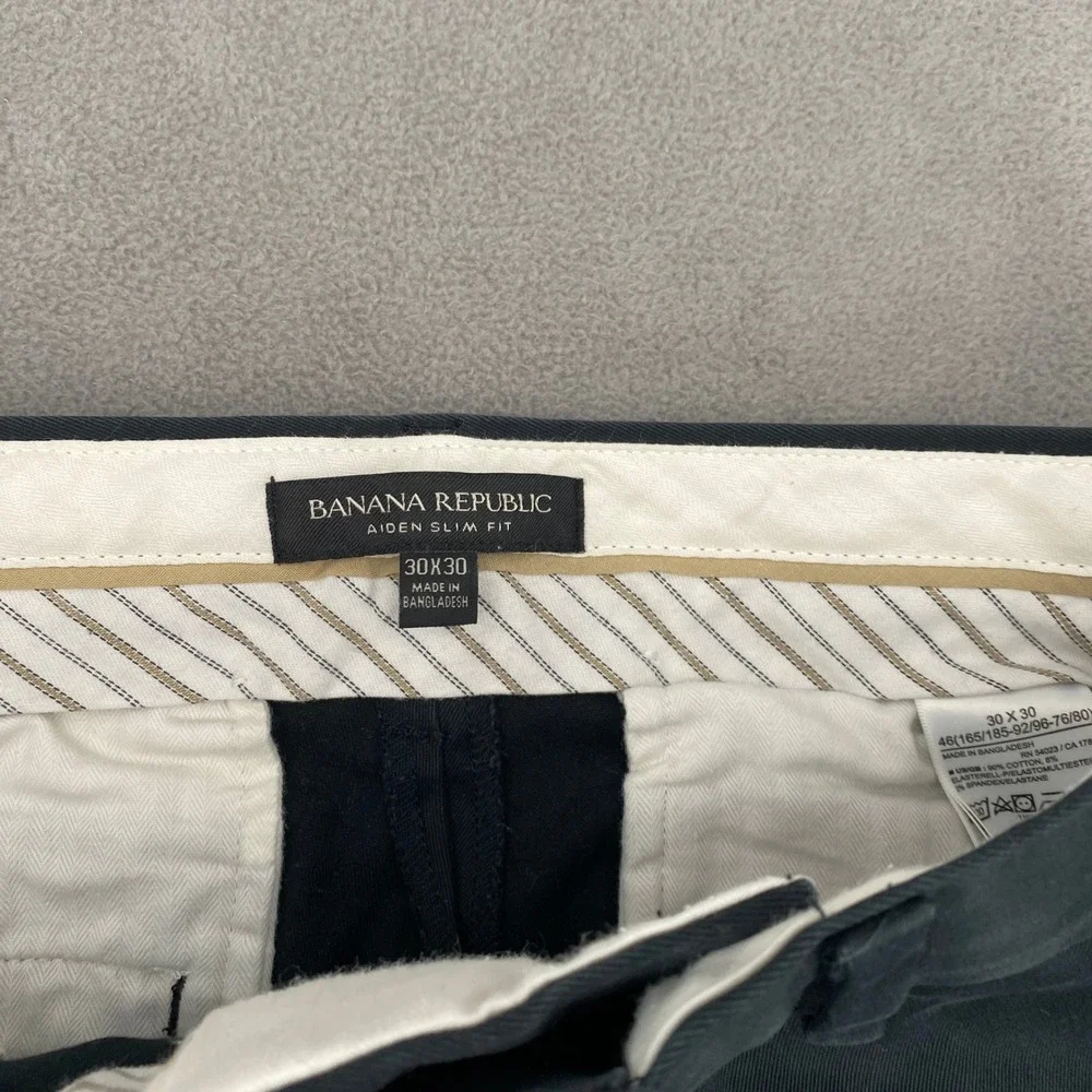 Banana Republic Aiden Slim Fit Chino Pants Black 30x30 Mens Stretch Trousers